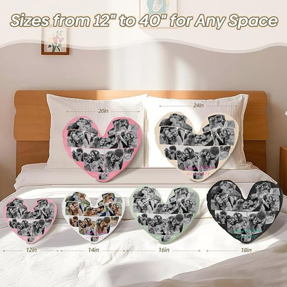 Custom Pillow for Couple on Valentine's Day, Customized Photo Gifts for Him, Personalized Gift for Boyfriend from Girlfriend, Birthday Present, Romantic (Pillow Insert Included)