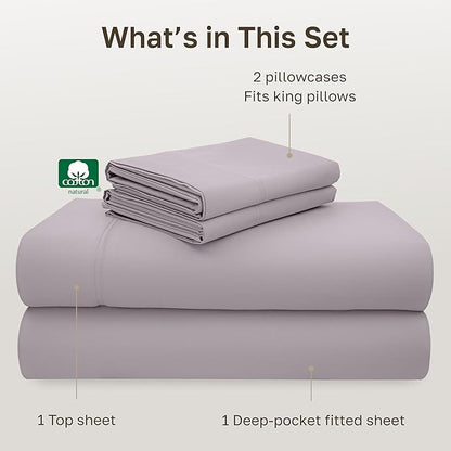 California Design Den California King Sheet Set - 100% Cotton, 600 Thread Count Deep Pocket Cal King Sheet Set, Luxury Soft Hotel-Quality Sheets Sateen Weave - Lavender