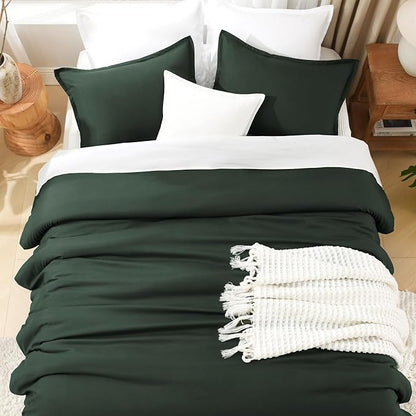 Litanika California King Comforter Set Forest Green - 3 Pieces Cal King Lightweight Soft Plain Bed Comforter, Oversized Down Alternative Bedding Set - Machine Washable (104x96In, 2 Pillowcases)