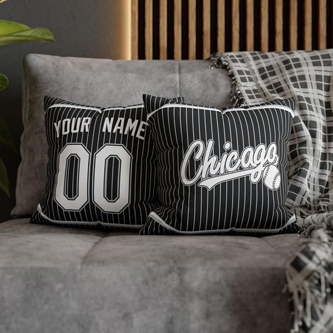 ANTKING Chicago Throw Pillow Custom Name and Number for Men Women Boy Personalized Gift