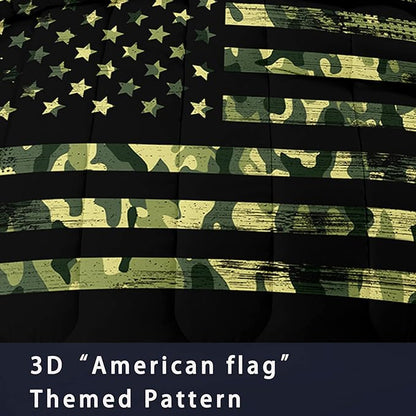 NINENINE American Flag Comforter Bedding Set Twin for Boys Teens,3D Camouflage American Flag Pattern Bedding Set,Black Comforter Set,Soft Microfiber Quilt with Matching Pillowcase#5032…