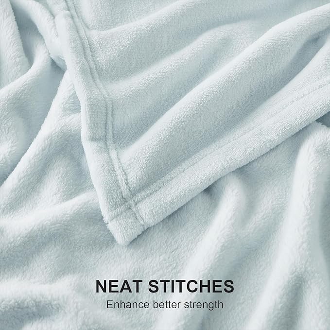 Hansleep Fleece Ice Blue Throw Blanket, Super Soft Flannel Fuzzy Plush Cozy Blanket for All Seasons, Ice Blue, Throw 50x60 Inches