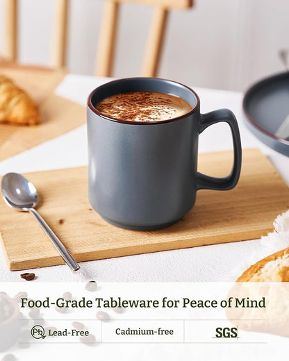 famiware Coffee Mugs Set of 6, Nebula 14oz Coffee Mugs, Ceramic Cup Set with Handle for Latte, Tea, Milk, Cappuccino, Cocoa, Charcoal