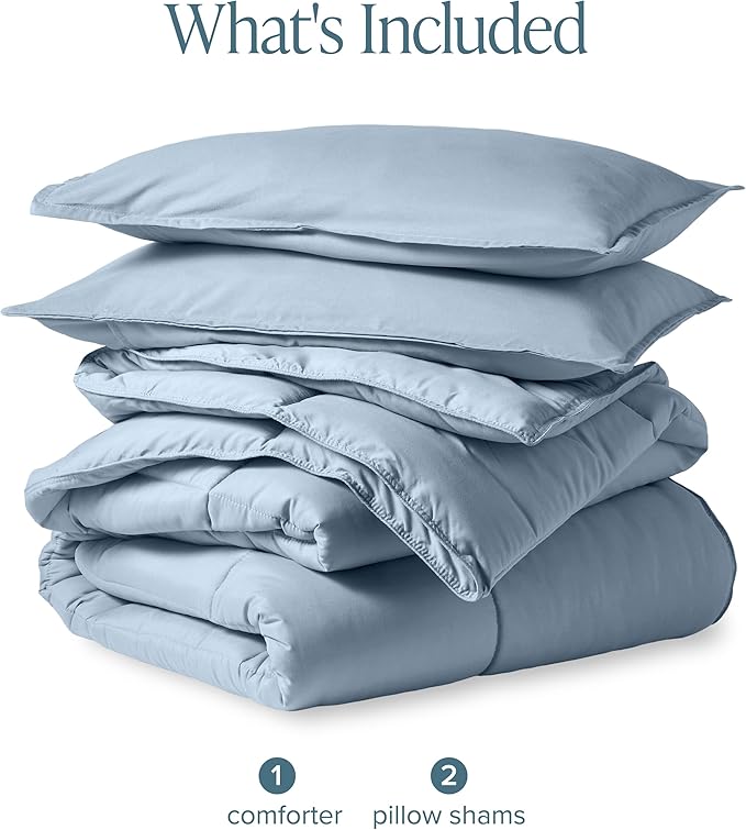 Bare Home Comforter Set - King/California King Size - Ultra-Soft - Goose Down Alternative - Premium 1800 Series - All Season Warmth (King/Cal King, Dusty Blue)