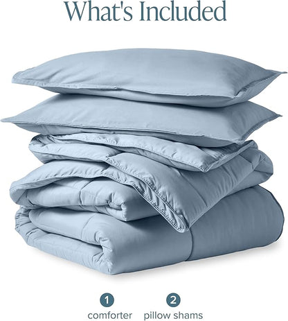 Bare Home Comforter Set - King/California King Size - Ultra-Soft - Goose Down Alternative - Premium 1800 Series - All Season Warmth (King/Cal King, Dusty Blue)