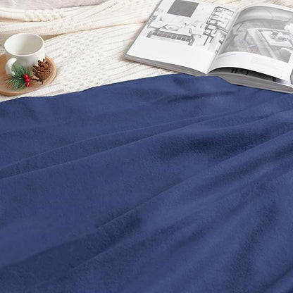 ZYFZCYBL Fleece Throw Blankets Lightweight Warm Soft Cozy Pet-Friendly Bulk Fleece Throw Blanket Solid for Home Bed, Sofa，Office,Gifts, Couch (Pack of 6-50 x 60 inch，Navy)