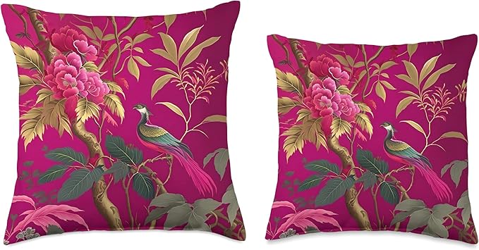 Thibaut daintree in Fuchsia Botanical Bright Chinoiserie Throw Pillow