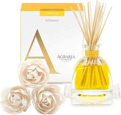 AGRARIA AirEssence Flower and Reed Diffuser Set, Handmade Sola Flower Botanical Home Fragrance Set, Scented Oil Reed Diffuser Gift for All Occasions