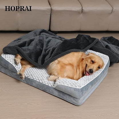 Waterproof Pet Blanket for Medium Large Dogs Washable Fluffy Thick Jacquard Shag Fleece Warm Sherpa Pet Blanket Cats Puppy Couch Protection (Gray XXL85*85inches)