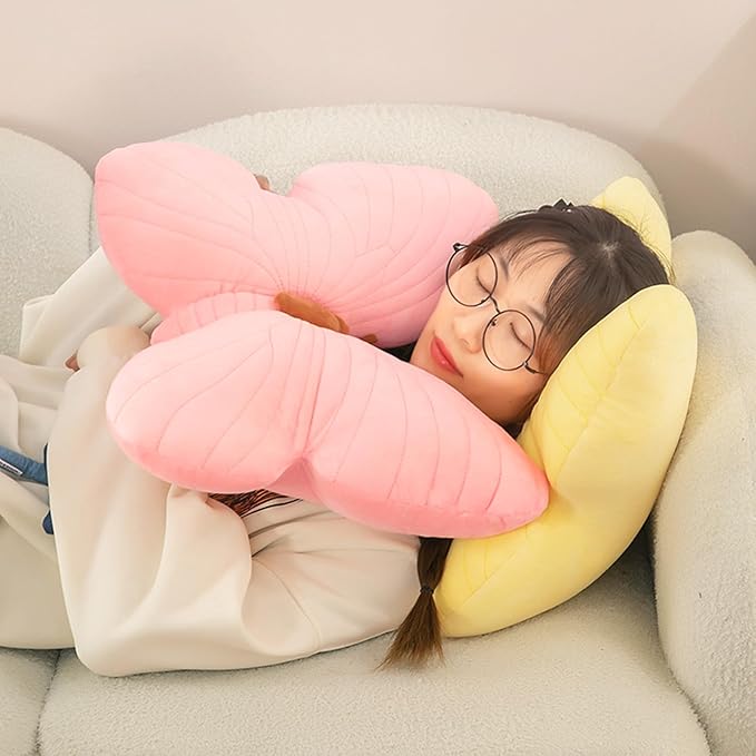 PEACH CAT Butterfly Pillow Decorative Butterfly Shaped Throw Pillows 15.7" x 15.7" Cute Plush Cushion Decor for Bedroom Living Room Sofa Couch Yellow