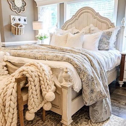 Southshore Fine Living, Inc. Vintage Garden Collection - Full/Queen Comforter Set, Premium Quality, All-Season Down Alternative, Easy Care, Oversized 3-Piece Comforter Set, Full/Queen, Sand