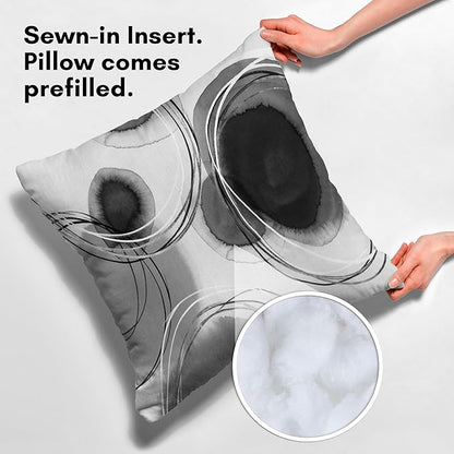 Americanflat 20x20 Throw Pillow with Sewn-in Insert - All-in-One Decorative Pillows - No Cover Needed - Soft and Durable Cushion for Bed or Sofa - Polyester - Black and White