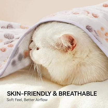 LINENLUX 1 Pack 3 Blankets Super Soft Fluffy Premium Fleece Dog Blankets for Puppy Cat Pet Blanket Flannel Throw Warm Sleep Dog Paw 40x31 inches