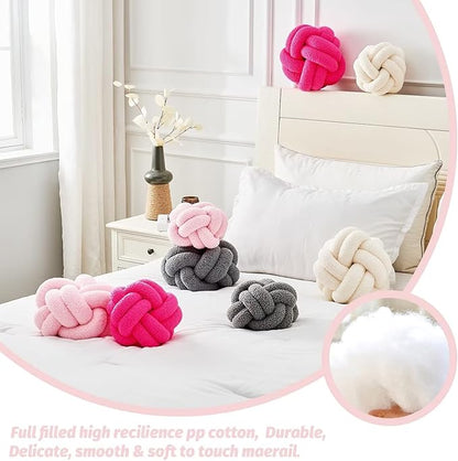 Uvvyui Knot Pillow Ball, Soft Pink Home Decor Knotted Pillows, Handmade Round Plush Throw Pillow, Aesthetic & Cute Large Decorative Pillows for Bed, Floor, Couch, Bedroom Home Decor 8 inches