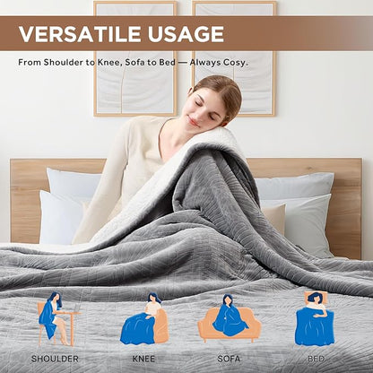 Westinghouse Electric Blanket King, Flower Jacquard Heated Blanket King Size with 10 Heating Levels and 1-12 Hours Auto-Off, Flannel to Sherpa Reversible, Machine Washable, 90" x 100" Inch, Grey