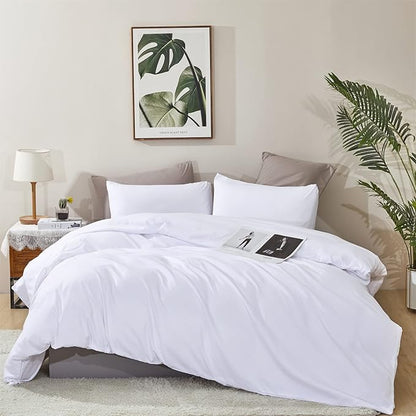 Wellboo White Comforter Sets Queen Size Solid Color Bedding Comforters Cotton Women Men Soft White Quilts Cozy Adults Teens Modern Blankets Bedding