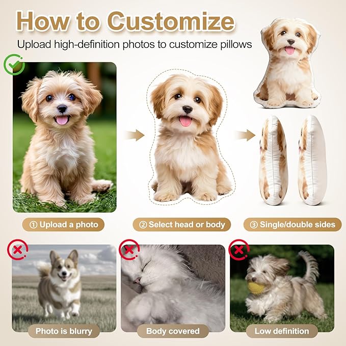 Customizable Photo Throw Pillows, Personalize Your Dog, cat or Couple Photos as Throw Pillows, for Halloween, Christmas, Birthdays.