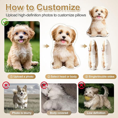 Customizable Photo Throw Pillows, Personalize Your Dog, cat or Couple Photos as Throw Pillows, for Halloween, Christmas, Birthdays.