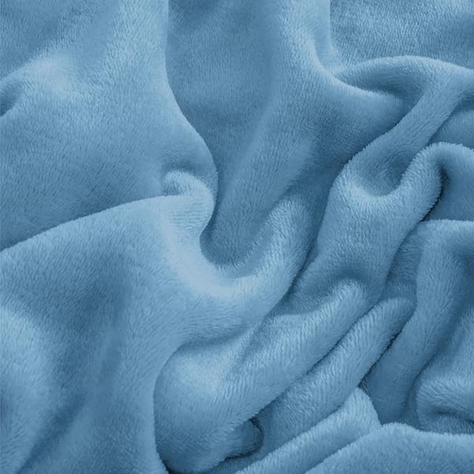 BEDELITE Flannel Sheets King Size Forever Blue - Super Soft Fleece Sheets Set Fluffy Extra Plush, 4 Piece(Include Fitted Sheet, Flat Sheet, 2 Pillowcases)