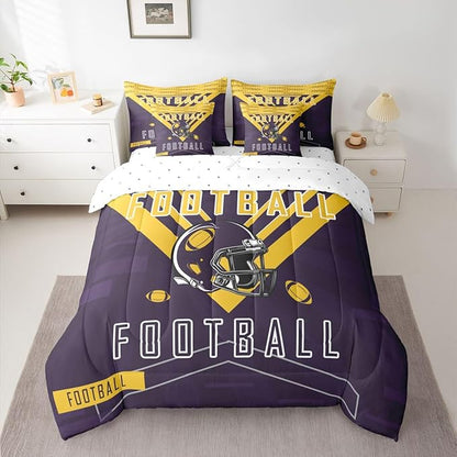 Feelyou Football 7 Pieces Comforter Sets Twin Size Bedding Set for All Season Rugby Sports Football City Bed in a Bag with Comforter, Sheets, Pillowcases & Cushion Cover