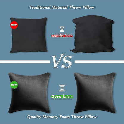 AM AEROMAX 18 ×18 Pillow Insert (Pack of 2) Memory Foam Throw Pillow Insert Sham Square for Decorative Cushion Bed Couch Sofa Without Deform After Longtime Use(Black)