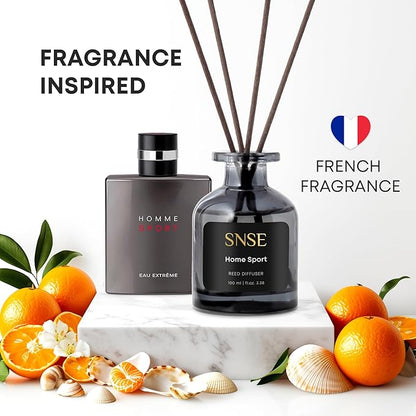 SNSE Home Sport Perfumed Reed Diffuser Set - Premium Reed Diffusers for Home with Diffuser Reeds, Luxurious Gift Aroma, Sophisticated Scent, Ideal for Relaxation, Elegant Home Fragrance