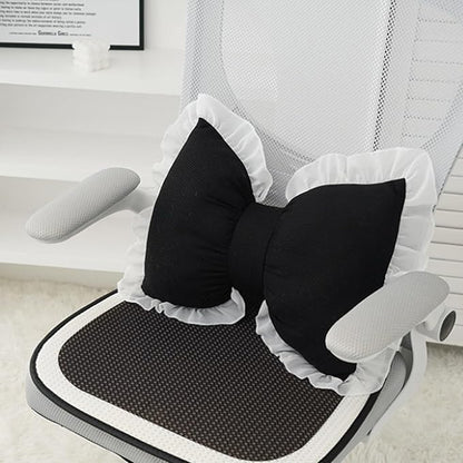 Bow Shaped Throw Pillow for Couch Ruffle Lace Decor Fluffy PP Cotton Filling Holiday Adds Elegance and Romance Pillow Bed Couch Car Seat Decoration Pillow Black