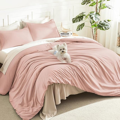Litanika Pink Twin Comforter Set for Girls, 2 Pieces Kids Blush Plain Bedding Comforter Set, All Season Bed Set (66x90In Comforter & 1 Pillowcase)