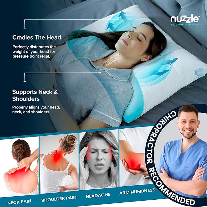 Nuzzle Adjustable Pillow for Side Sleepers, Luxury King Size Bed Pillow Hotel Collection - Best Adjust Height Soft Firm Pillow for Back, Stomach or Side Sleepers