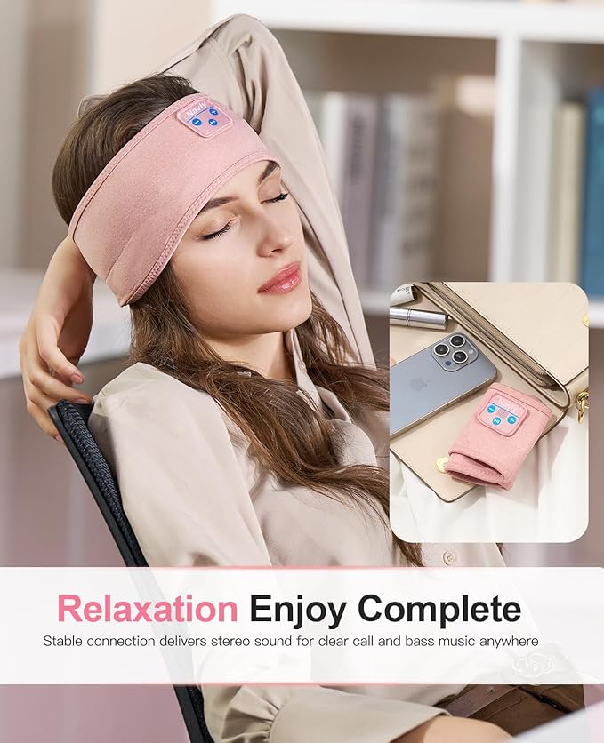 Navly Sleep Headphones - Bluetooth Headband for Sleeping, Cozy Headband Wireless Music Sleeping Headphones with Ultra-Thin Speakers Perfect for Sleeping,Workout,Jogging,Yoga,Insomnia,Air Travel
