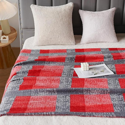 ZYFZCYBL Fleece Throw Blankets for Couch Bulk Lightweight Warm Soft Cozy Blanket 6 Pack Bulk Fleece Blanket Solid for Bed Couch Office Gifts Outdoor 50 x 60 inch （Red and Grey）