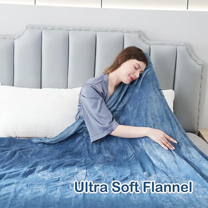 Electric Heated Blanket Full Size 72"x84",Fast Heating, Soft Microplush for Bed & Couch, 1-10Hs Auto Off & 6 Heating Levels, Machine Washable, Gifts for Grandma & Family-Light Blue Grey