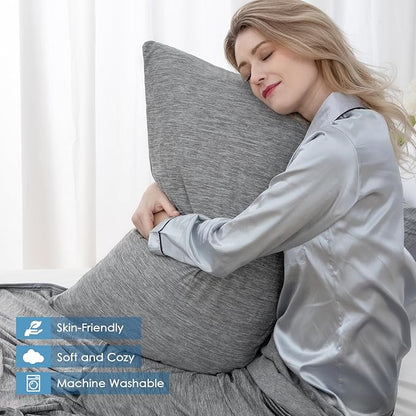CHOSHOME Cooling Pillow Cases Zipper Pillow Covers Q-Max > 0.45 Zippered Pillowcases for Hot Sleepers, Soft, Breathable, Skin-Friendly, 4 Pack (King, 20"x36", Grey)