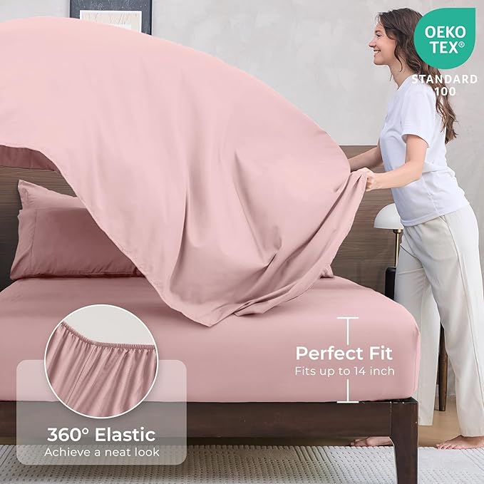 HEVUMYI Dusty Pink Twin-XL Comforter Set - 5-Piece All Season Bed in a Bag Twin-XL, Ultra Soft Bedding Set with Comforter, Flat Sheet, Fitted Sheet, Pillowcases, Pillow Shams