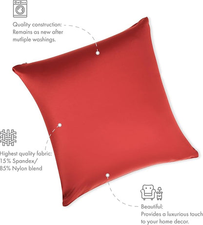 PILLOWY 20" x 20" Throw Pillow - Maroon: 1 PCS Luxurious Premium Microbead Pillow with 85/15 Nylon/Spandex Fabric. Forever Fluffy, Outstanding Beauty & Support. Silky, Soft & Beyond Comfortable