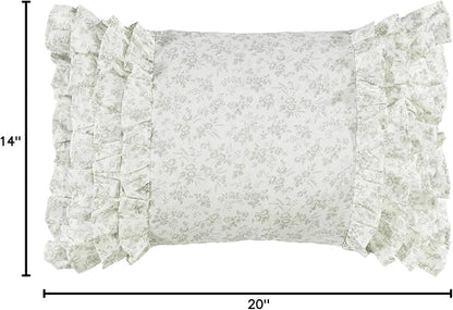 Laura Ashley Home - Throw Pillow with Envelope Closure, Elegant Home Decor for Bed or Sofa (Harper Pale Green, 14" x 20")