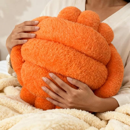 Knot Pillow Ball Plush - Decorative Throw Pillows for Bed Relieve Stress, Round Knot Cushion for Sofa Decor Pet Toy, Orange 12 inch