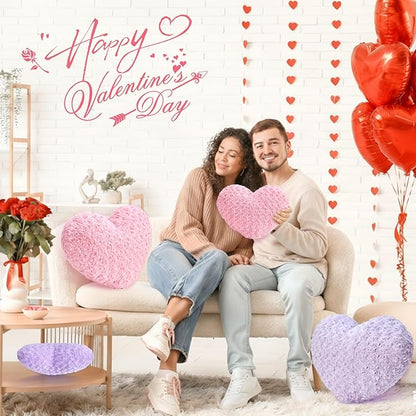 Heart Pillow Purple Throw Pillows, Soft and Fluffy Decorative Pillows for Bed Couch Chair, Cute Heart Shaped Room Decor for Valentine Anniversary Birthday Halloween Christmas (Medium, 20"x15")