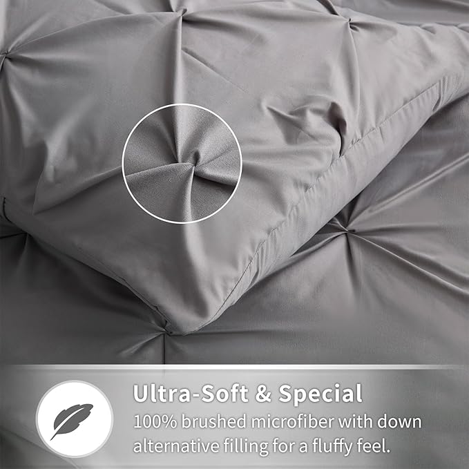 Maple&Stone California King Comforter Set - 7 Pieces Pintuck Bed in A Bag - Comforters California King Size - Comforter Set with Comforter, Fat Sheet, Fitted Sheet and Pillowcases & Shams