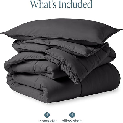 Bare Home Comforter Set - Twin/Twin Extra Long Size - Ultra-Soft - Goose Down Alternative - Premium 1800 Series - All Season Warmth (Twin/Twin XL, Forged Iron Grey)
