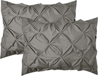 Elegant Comfort 8-Piece Pinch Pleated Comforter Set - All Season Complete Bed in a Bag, Includes 4pc Smart Sheet Set, Bed Skirt, Comforter, Matching Pillowcases and Shams, Full/Queen, Gray