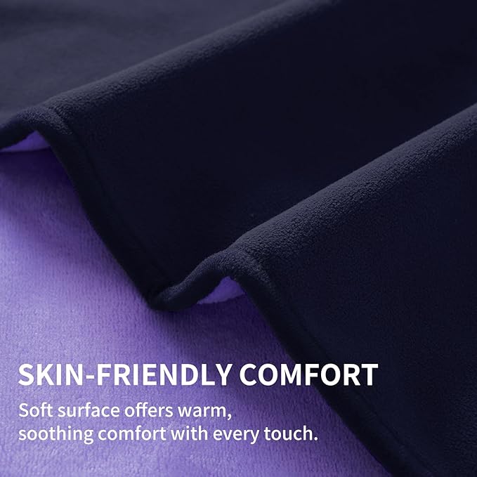 QiyI Waterproof Blanket for Bed King Size, Washable Reversible Bed Cover, Large Leakproof Stain-Resistant Furniture Protector for Travel & Camping, 80"x90", Dk Purple/Lt Purple