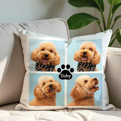 Custom Pillow with Insert, Personalized Throw Pillows with Picture Text - Double-Sided Printing | 5 Sizes & 10 Colors, Personalized Memorial Photo Gifts Pet Pillow for Dog Cat