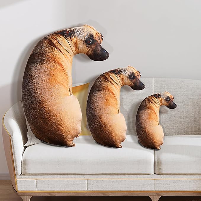 Dog Pillow 3D Simulation Dog Shaped Pillow, 27.6" Funny Shiba Inu Dog Plush Pillow Dog Stuffed Animal Pillow Chair Cushion for Home Decor