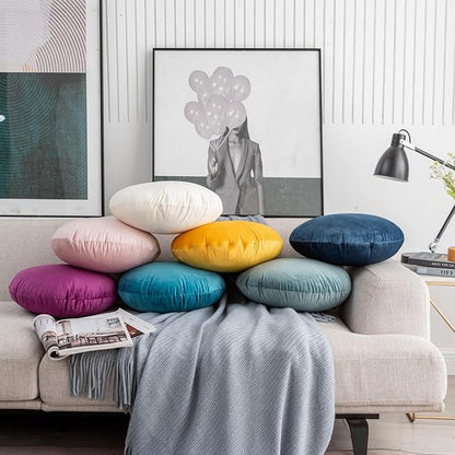 MOJUN Round Throw Pillow, 15.7" Soft Solid Color Round Sofa Lumbar Pillow Floor Pillow Home Decorative Pillow Cushion for Couch Car Living Room Bedroom, Brown