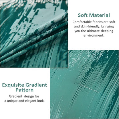WONGS BEDDING Comforter Set King, Aqua 7 Pieces Bed in a Bag Abstract Art Gradient Comforter Soft Microfiber Bedding Set -1 Comforter, 1 Flat Sheet, 1 Fitted Sheet, 2 Pillow Shams,2 Pillowcases