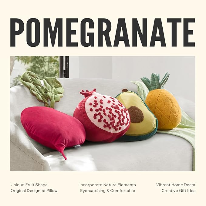 Phantoscope Happy Easter Pomegranate Shaped Pillow Red 15 x 14 Inches