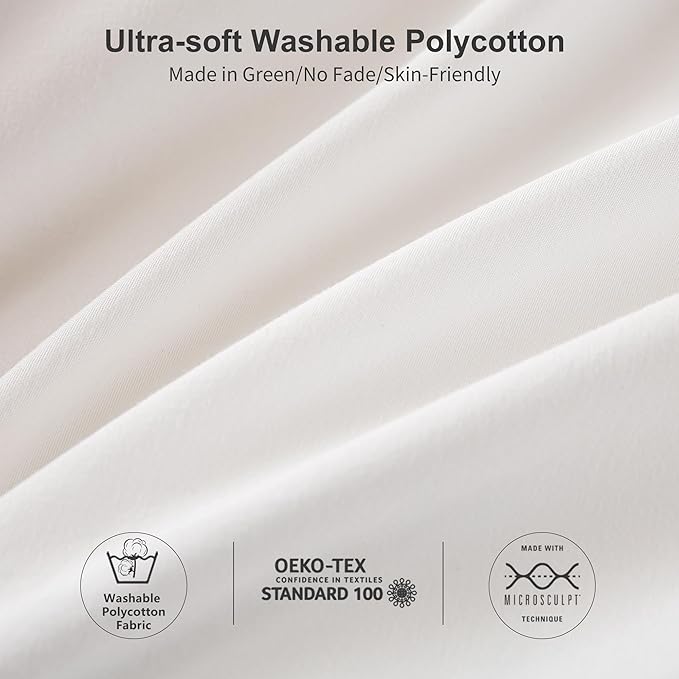 White Cal King Comforter Set,Super Soft Washed Polycotton Fabric,Cozy Comfy Down Alternative Bed Blanket Comforter Set and Pillowcase Lightweight but Warm for All Season Use,California King