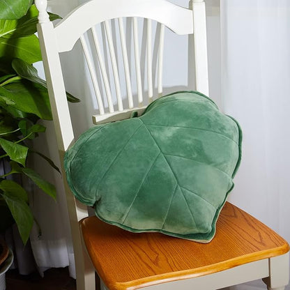 Leaf Shaped Throw Pillow Cushion 20 x 20 Inch 3D Plant Leaf Pillow Cute Decorative Soft Plush Cushion for Plant Lovers Gift Bedroom Sofa Couch Car Living Room Home Decoration Favor, Dark Green