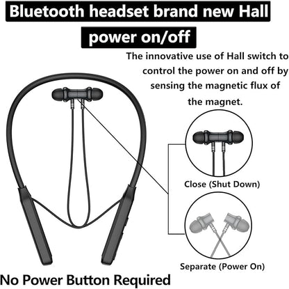 Neck Headphones Wireless Bluetooth，V5.2 with Microphone Neckband Bluetooth Headphones，35 Hours of Playtime in-Ear Neckband Earbuds no Power Button IPX7 Sweat-Resistant deep bass (Y8H)